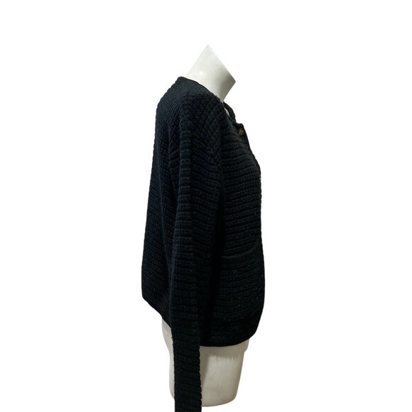 Pretty Garden Chic Cardigan Sweater Womens Size XL Black Textured Knit - Picture 5 of 7